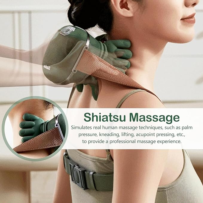 Original N7 Shoulder Hand Neck Massager Fingers with Heat Simulated Human Hand Design for Pain Relief, 4D Kneading Massage Deep Tissue and Back Pain Relief