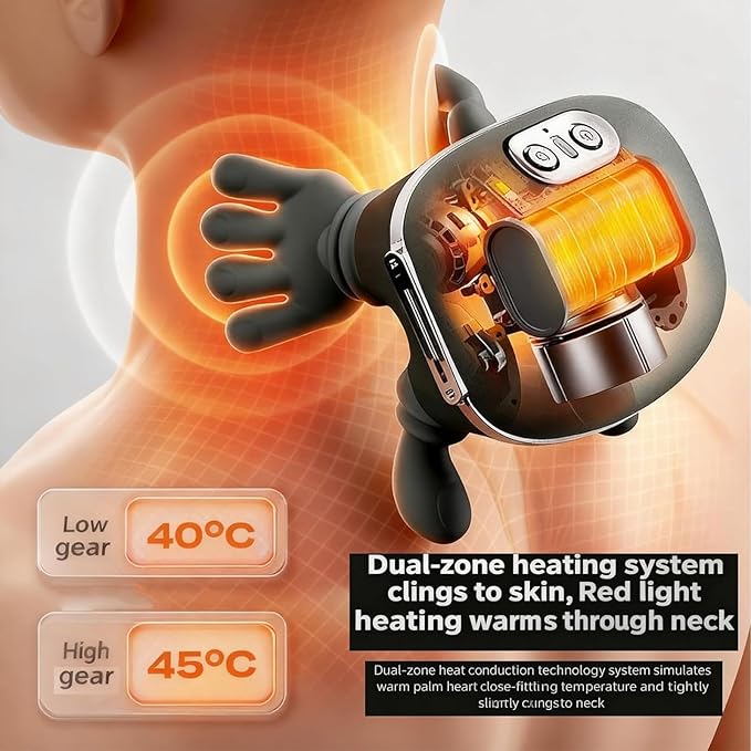 Original N7 Shoulder Hand Neck Massager Fingers with Heat Simulated Human Hand Design for Pain Relief, 4D Kneading Massage Deep Tissue and Back Pain Relief