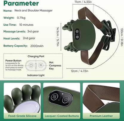 Original N7 Shoulder Hand Neck Massager Fingers with Heat Simulated Human Hand Design for Pain Relief, 4D Kneading Massage Deep Tissue and Back Pain Relief